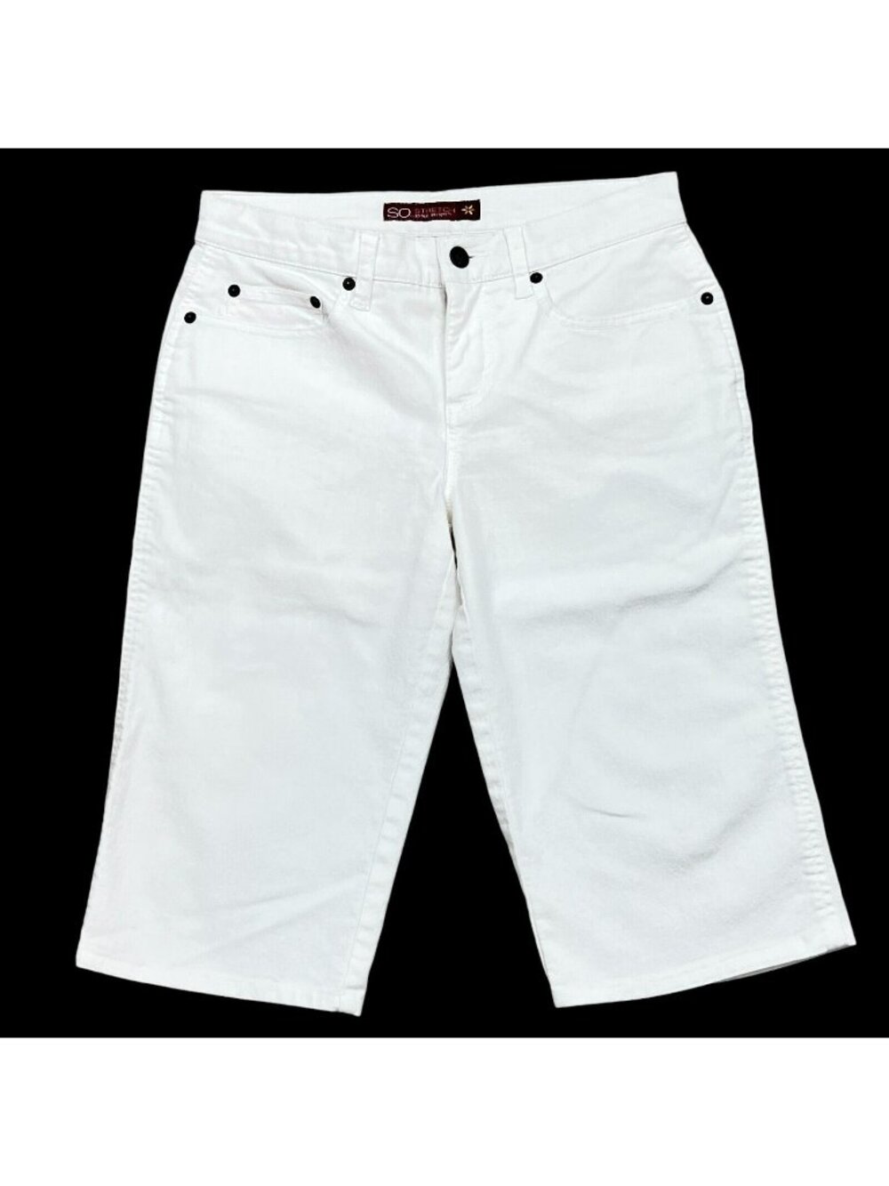 SO Real So Right Stretch Capri Pants Womens Size 5 White 5 Pockets Mid Rise